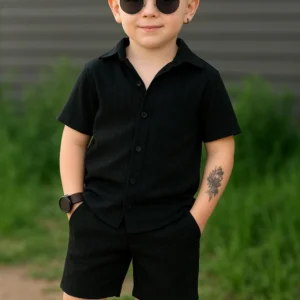 PLUSEBURRY Baby Boys Casual Shirt Shorts (Z-Black)