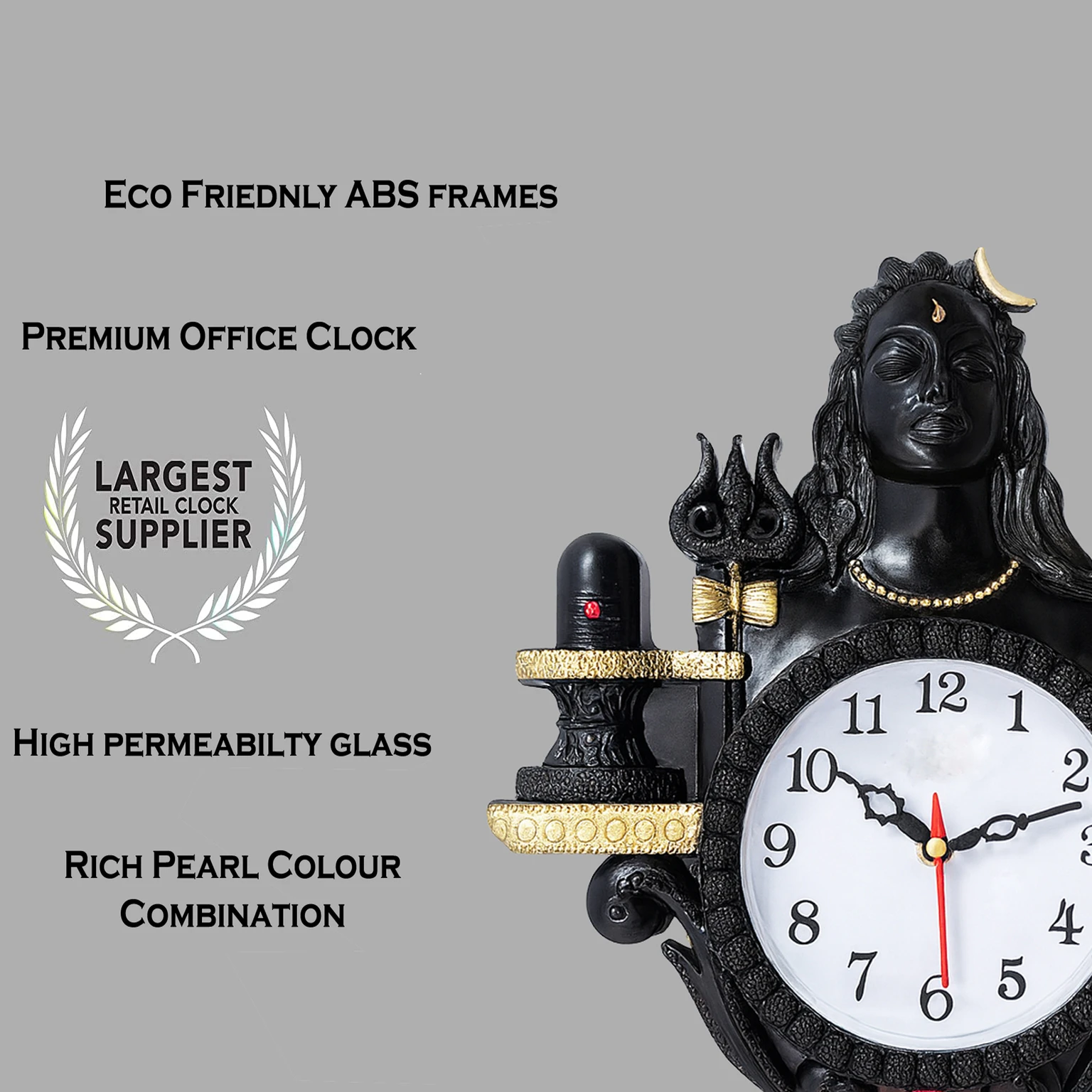 BIG BANG CREATIONS Analog 31 cm X 24 cm Wall Clock (Black, White, With Glass, Standard) - Image 3