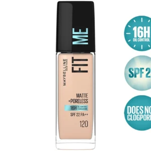 MAYBELLINE NEW YORK Fit Me Matte+Poreless Liquid Foundation (With Pump & SPF 22) Foundation (120 Classic Ivory, 30 ml)