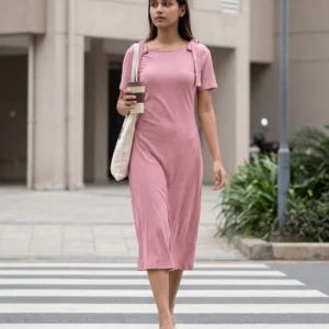 Selvia Women A-line Pink Above Knee/Mid Thigh Length Dress