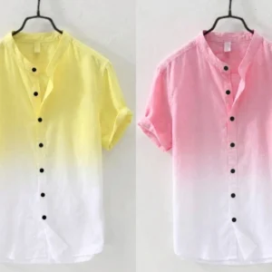 TIGER SNAKE Men Regular Fit Dyed/Ombre Mandarin Collar Casual Shirt (Pack of 2)