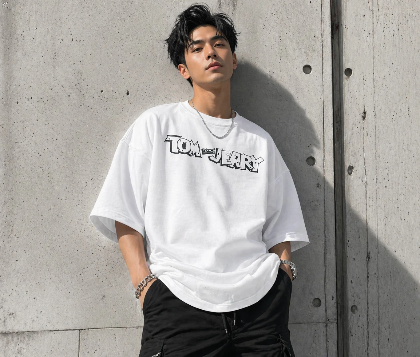 Hoffbuddy Men Typography, Cartoon Round Neck Organic Cotton White T-Shirt