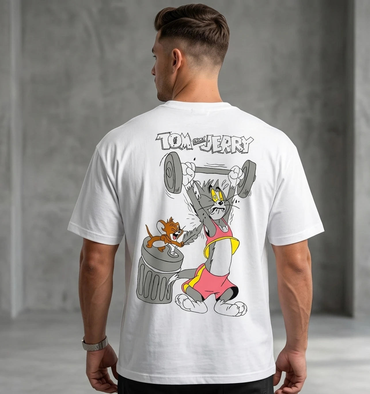 Hoffbuddy Men Typography, Cartoon Round Neck Organic Cotton White T-Shirt - Image 2